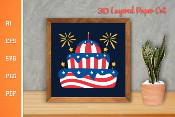 3D Layered SVG for a Festive 4th of July Cake