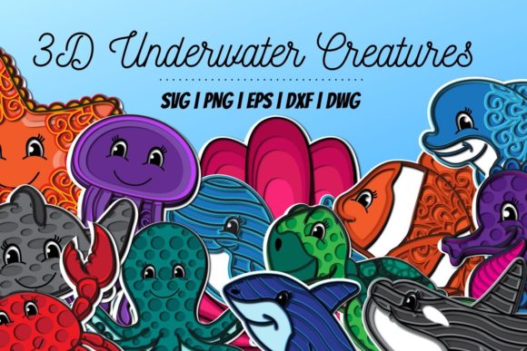 3D Underwater Creatures SVG Bundle