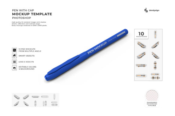 Bringing Your Brand to Life with a Pen with Cap 3D Mockup Template Bundle