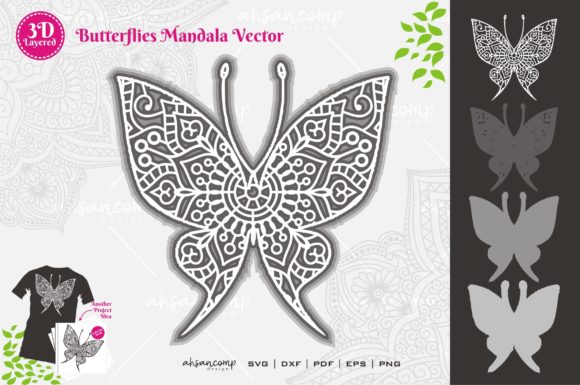 Butterflies 13 Mandala SVG 3D Layered