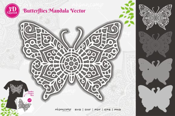 Butterflies 7 Mandala SVG 3D Layered