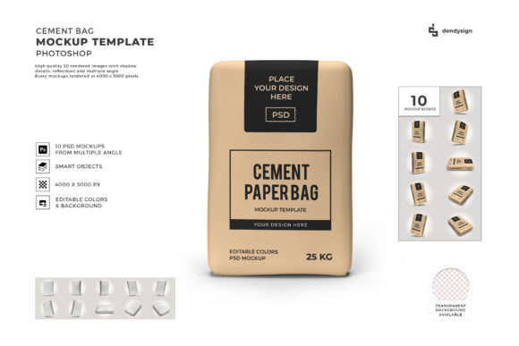 Cement Bag Packaging 3D Mockup Bundle for Real-World Branding