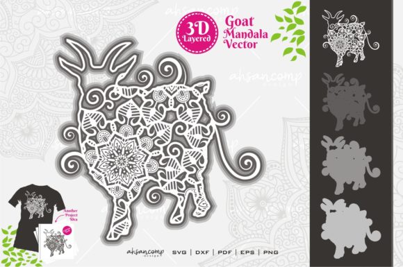Goat Mandala Vector SVG 3D Layered 11 Guide
