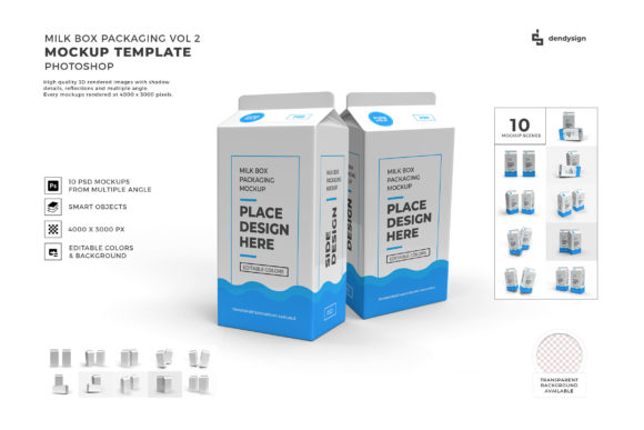 Milk Box 3D Mockup Bundle for Branding