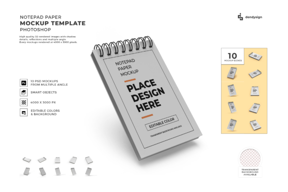 Notepad Paper 3D Mockup Template Bundle