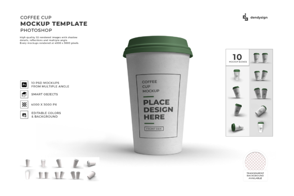Paper Coffee Cup 3D Mockup Template Set