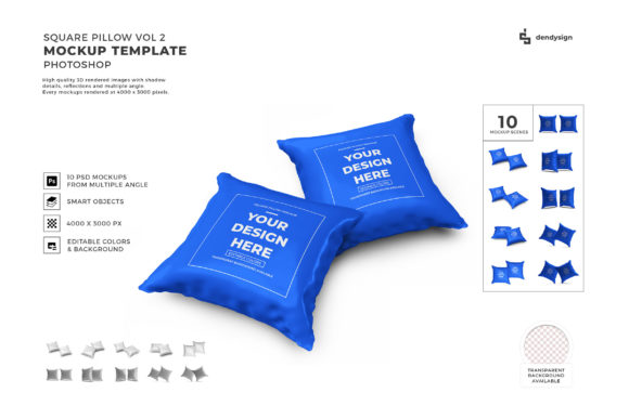Square Pillow 3D Mockup Bundle 2