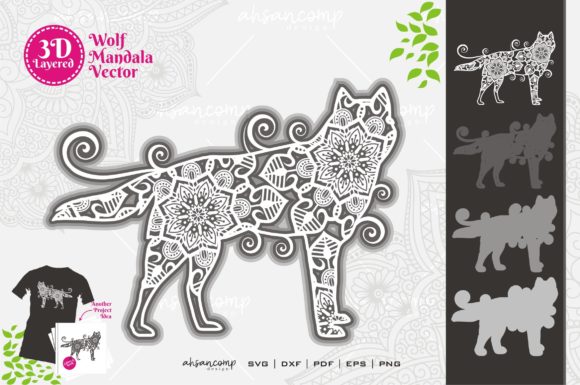 Wolf Mandala Vector 3D Layered 4: A Design Asset for Modern Creatives
